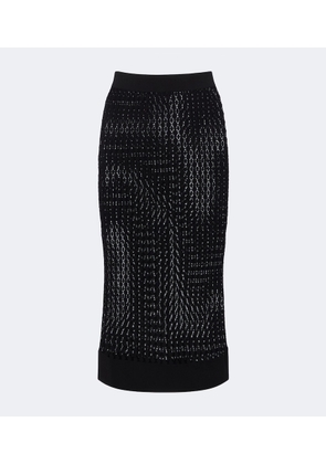 Saint Laurent Semi-sheer pointelle midi skirt
