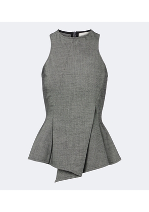 Magda Butrym Herringbone pleated peplum wool-blend top