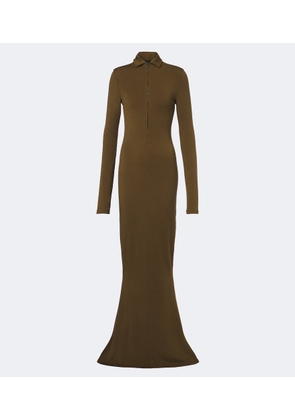 Mugler Wool-blend jersey polo dress