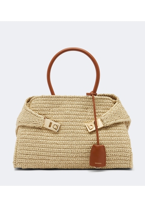 Ferragamo Hug Medium raffia shoulder bag