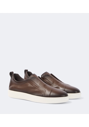 Santoni Victory leather slip-on sneakers