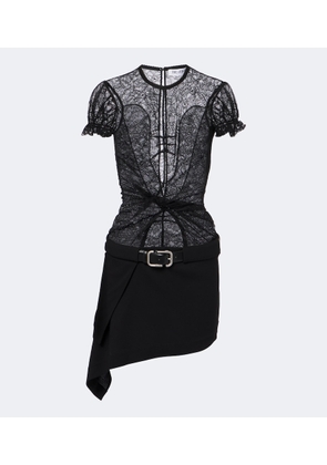 The Attico Belted lace minidress