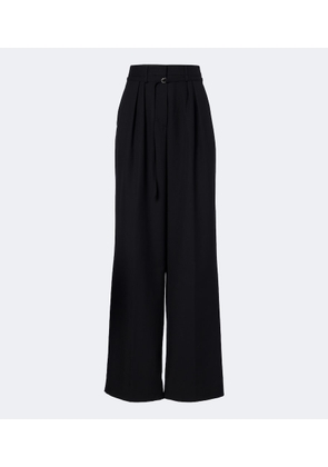 Dries Van Noten Belted pleated wool wide-leg pants