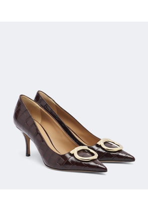 Ferragamo Lara Gancini croc-effect leather pumps