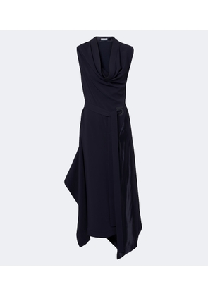 Ferragamo Draped satin-trimmed jersey midi dress