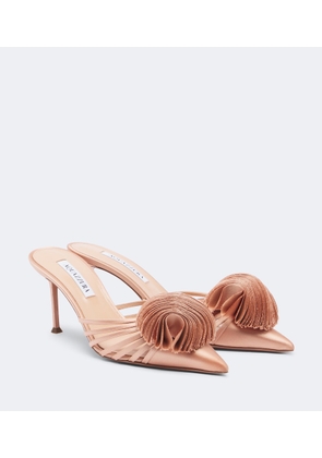 Aquazzura Wild Bloom floral-applique satin mules