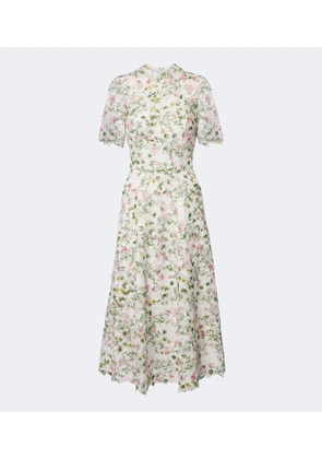 Monique Lhuillier Floral lace midi dress