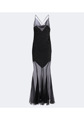 Rabanne Embellished chiffon maxi dress