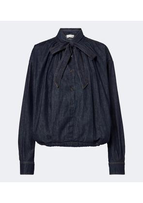 Dries Van Noten Tie-neck denim blouse