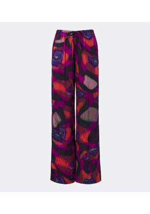 Dries Van Noten Printed moire wide-leg pants