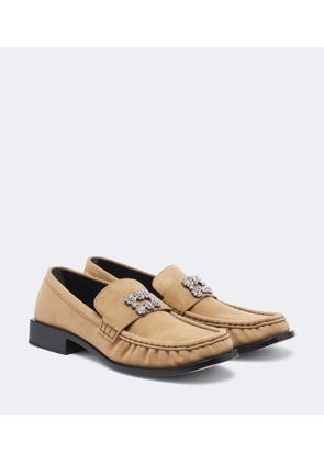 Roger Vivier Viv Moc embellished suede loafers