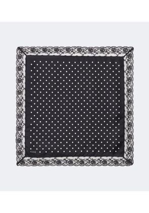 Posse Polka-dot lace-trimmed silk scarf