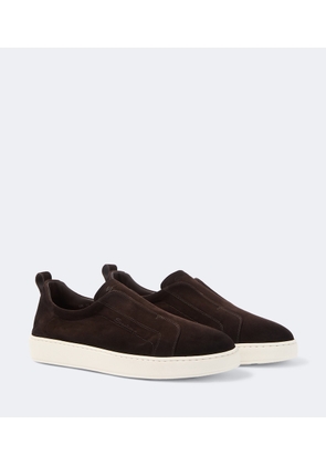 Santoni Suede slip-on sneakers