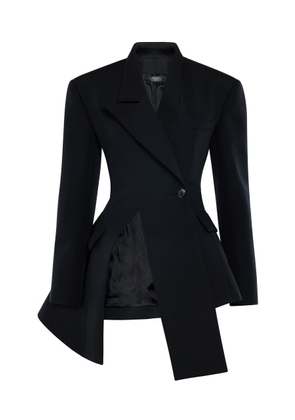A.W.A.K.E. MODE Asymmetric Wool Volume-Contrast Blazer - Moda Operandi