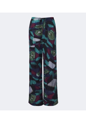 Dries Van Noten Printed moire wide-leg pants