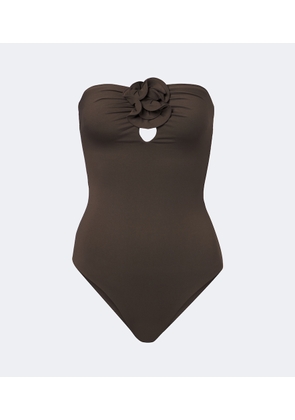 Magda Butrym Floral-applique gathered swimsuit