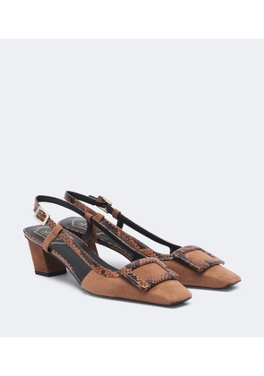 Roger Vivier Belle Vivier snake-effect suede slingback pumps