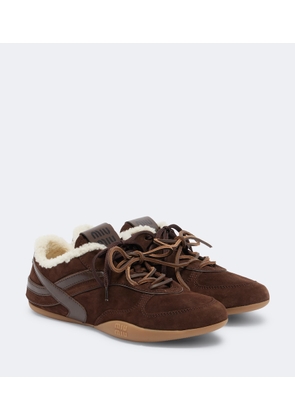 Miu Miu Gymnasium leather-trimmed suede sneakers