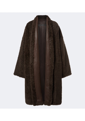 Tom Ford Leather-trimmed reversible cashmere coat