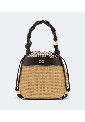 Ganni Bou Small raffia-effect bucket bag