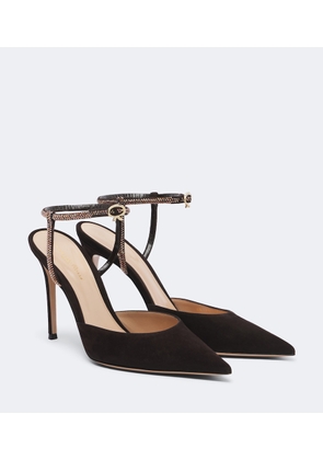 Gianvito Rossi Embellished suede slingback pumps