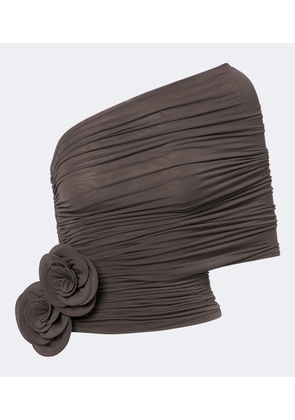 Magda Butrym Floral-applique draped off-shoulder top