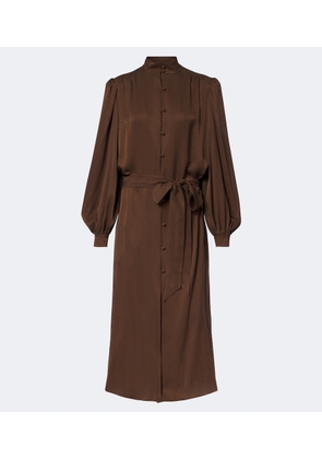 Valentino Belted chevron jacquard silk midi dress