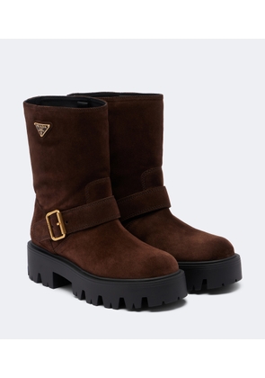 Prada Logo suede biker boots