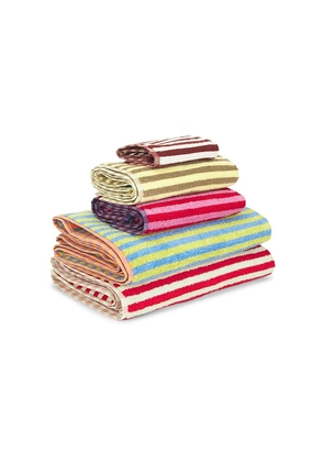 Dusen Dusen Set Of 5 Stripe Towels in Beauty: Multi.
