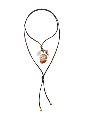 Eliou Area Charm Wrap Necklace in Brown.