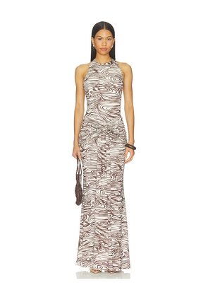Amanda Uprichard Breana Maxi Dress in Brown. Size XS. Also in S, M, L, XL.