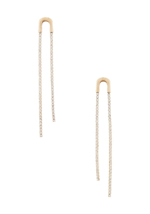 Ettika Double Chain Drop Earrings in Metallic Gold.