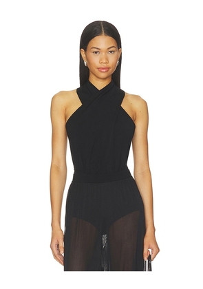SIMKHAI Juno Halter Bodysuit in Black. Size XS. Also in S, M, L.