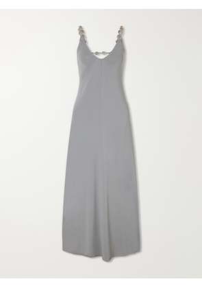 Eres - Sculpturale Bead-embellished Stretch-jersey Maxi Dress - Gray - small,medium,large