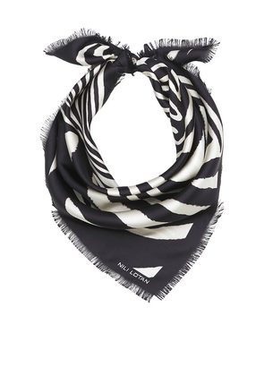NILI LOTAN Zebra Twill Scarf in Brown.