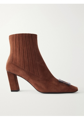 Roger Vivier - Belle Vivier 75 Embellished Suede Ankle Boots - Brown - IT36,IT36.5,IT37,IT37.5,IT38,IT38.5,IT39,IT39.5,IT40,IT40.5,IT41,IT41.5,IT42