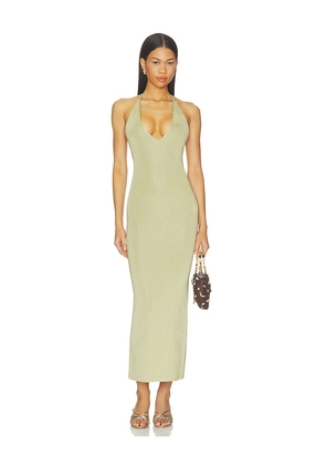 NBD Jamy Deep V Shimmer Maxi Dress in Sage. Size XXS. Also in XS, S, M, L, XL.