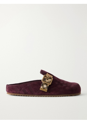 Burberry - Checked Suede Clogs - Burgundy - IT35,IT36,IT36.5,IT37,IT37.5,IT38,IT38.5,IT39,IT39.5,IT40,IT40.5,IT41