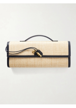 Bottega Veneta - Andiamo Shaded Leather Trimmed Raffia Clutch - Neutrals - One size