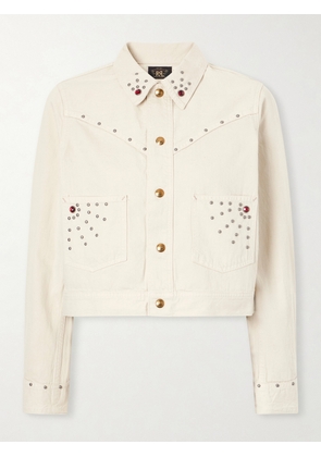 RRL - Ida Cropped Embellished Denim Jacket - Neutrals - 1,2,3,4,5