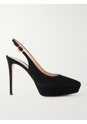 Gianvito Rossi - Dasha Sling 85 Suede Slingback Pumps - Black - IT36,IT36.5,IT37,IT37.5,IT38,IT38.5,IT39,IT39.5,IT40,IT40.5,IT41,IT41.5,IT42
