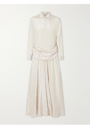 Abadia - Draped Crinkled-satin Midi Dress - Brown - US2,US4,US6,US8,US10,US12