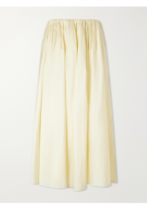 Abadia - Elodie Pleated Duchesse-satin Midi Skirt - Neutrals - US2,US4,US6,US8,US10,US12