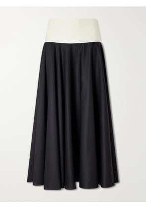 Abadia - Pleated Cotton-poplin Midi Skirt - Black - US2,US4,US6,US8,US10,US12
