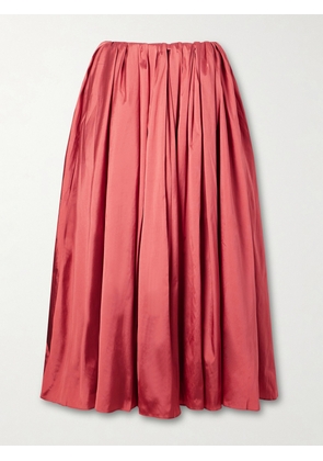 Abadia - Elodie Pleated Duchesse-satin Midi Skirt - Red - US2,US4,US6,US8,US10,US12