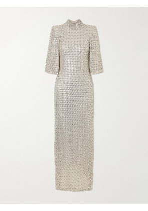 Jenny Packham - Sedona Crystal-embellished Sequined Tulle Gown - Silver - UK 6,UK 8,UK 10,UK 12,UK 14