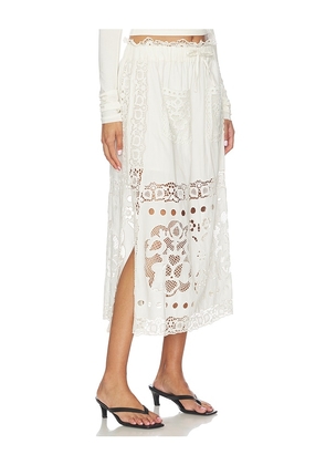 Sea Gardener Embroided Skirt in Cream. Size XXS. Also in XS, S, M, L, XL.