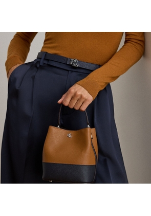 Small Two-Tone Leather Reese Bucket Bag