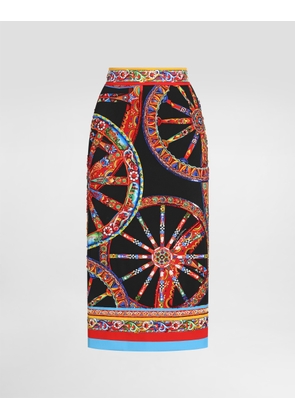 Dolce & Gabbana Carretto-print Charmeuse Long Skirt - Woman Skirts Multi-colored 38