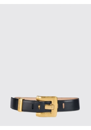 BALMAIN Anthem High-Waist Smooth Calfskin Belt with Monogram Buckle